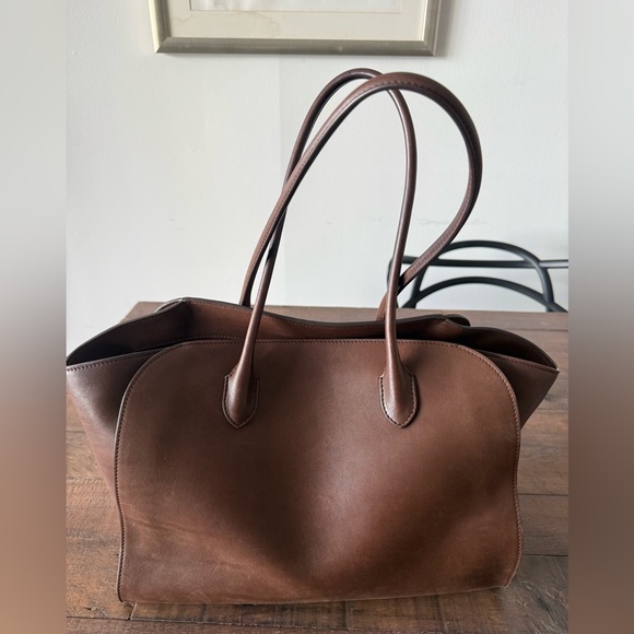 The Row Handbags - The Row Marlo 14 in Saddle Leather Brown Tote